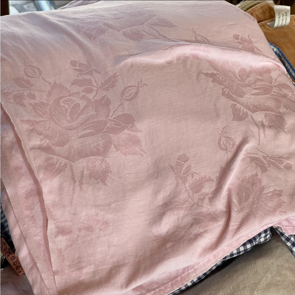 Vintage pink floral Damask twin duvet cover set